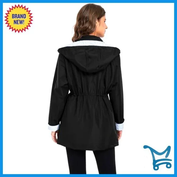 Lightweight Waterproof Raincoat with Hood, Plus Size Trench for Outdoor